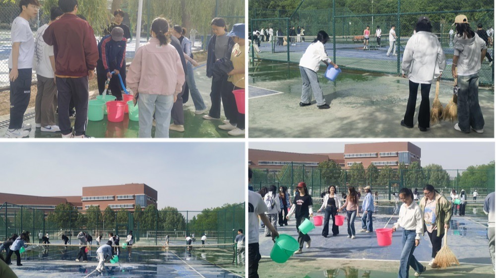                              素质教育与教学中心开展体育场地清扫专项劳动教育实践活动